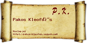 Pakos Kleofás névjegykártya